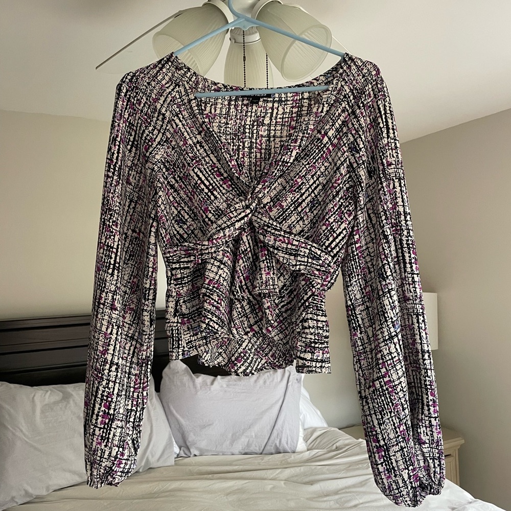 Express Women's Black and Purple Top
